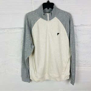 Fabletics Men's fleece half Zip-Up Sweater in Gray and Cream size large